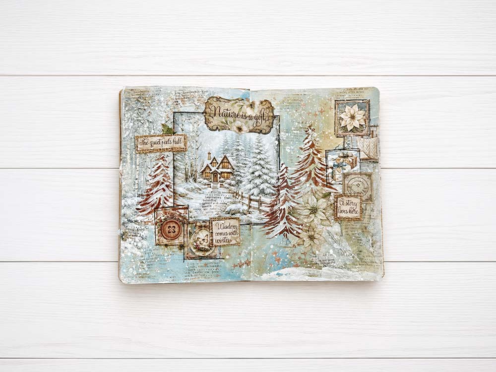 Printed Decorative Rub-On Selection For Art And Craft cm 20.5x23 - White Christmas