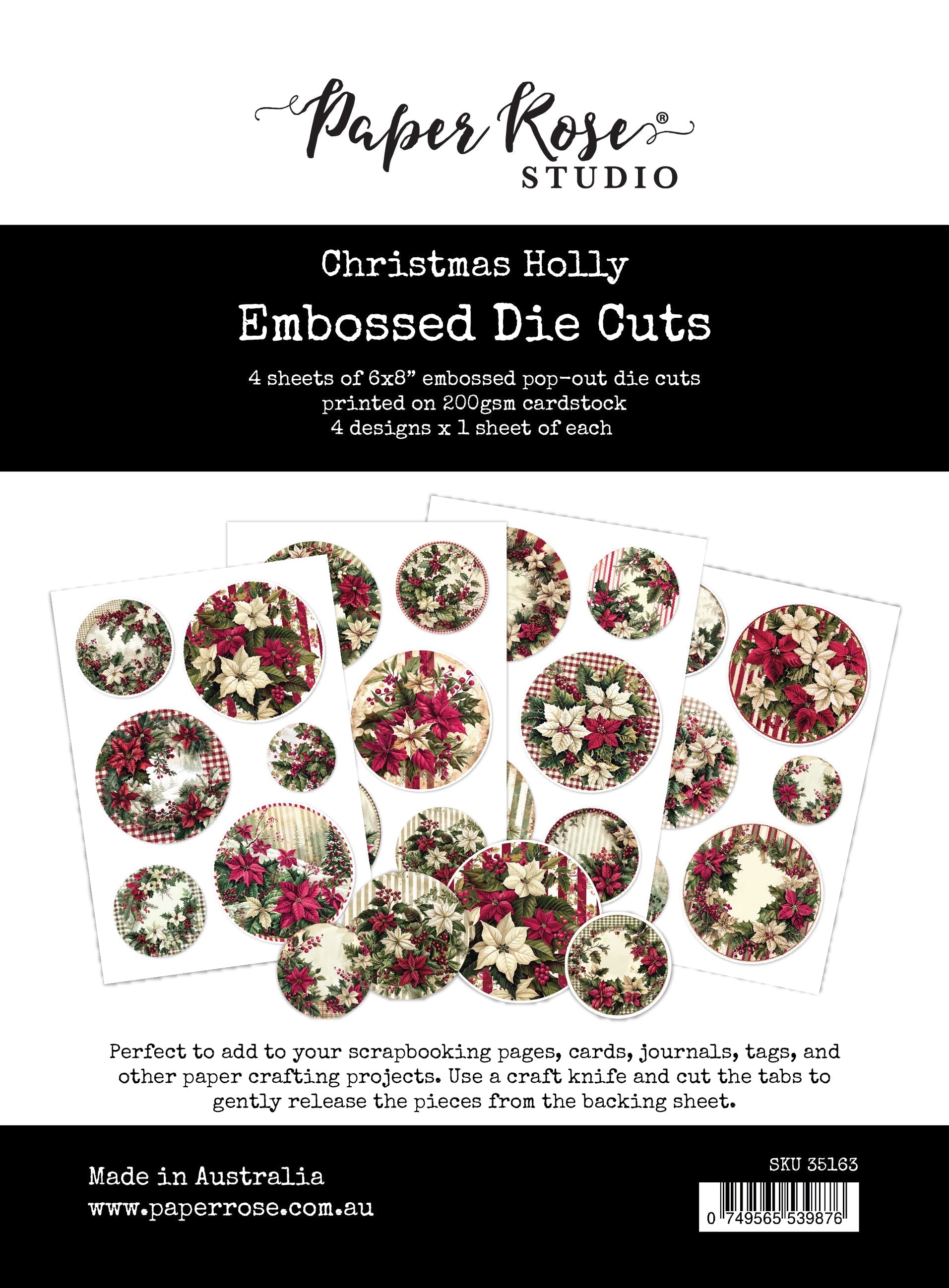 Christmas Holly Embossed Die Cuts 35163