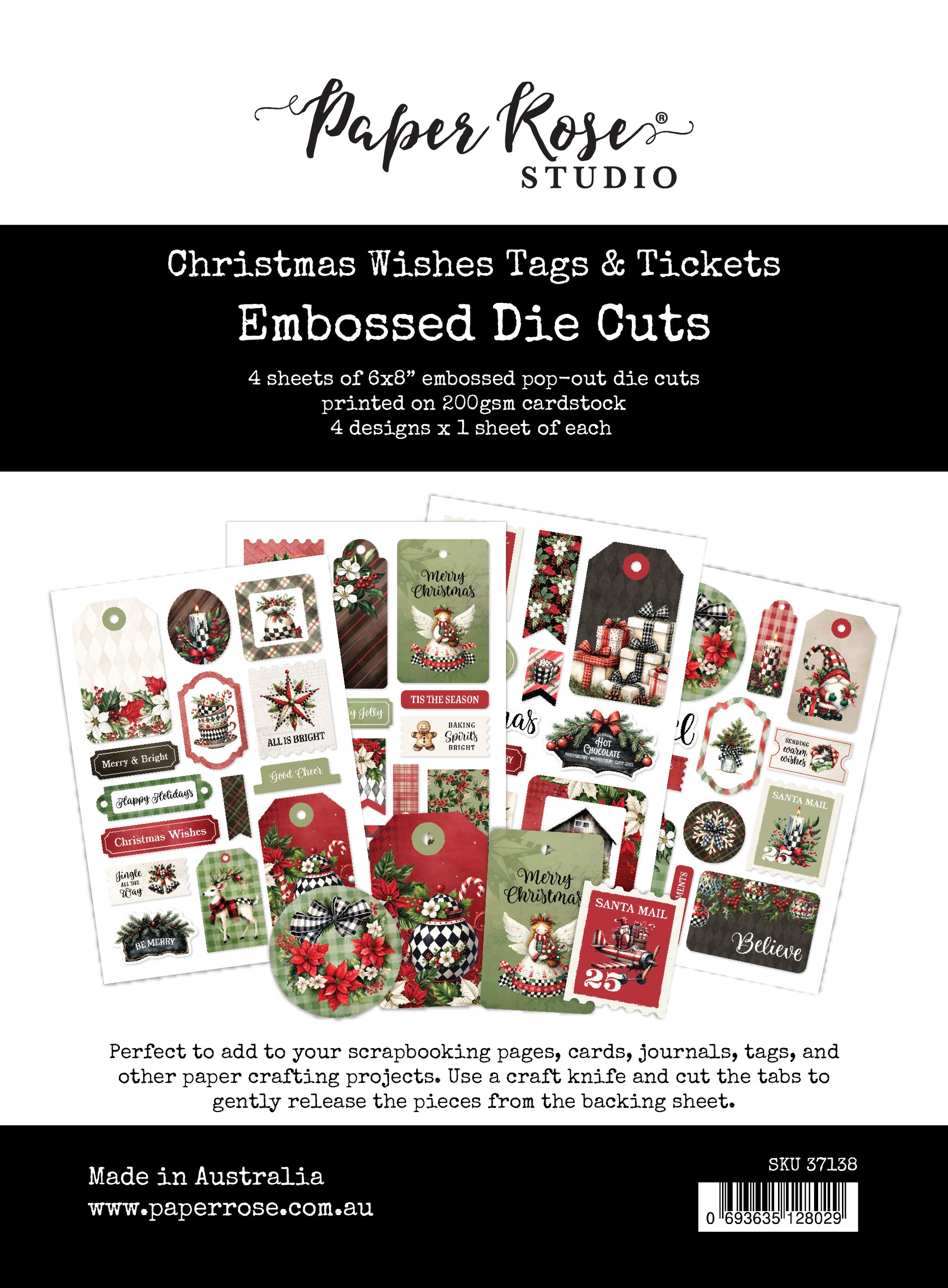 Christmas Wishes 6x8" Tags & Tickets Embossed Die Cuts 37138