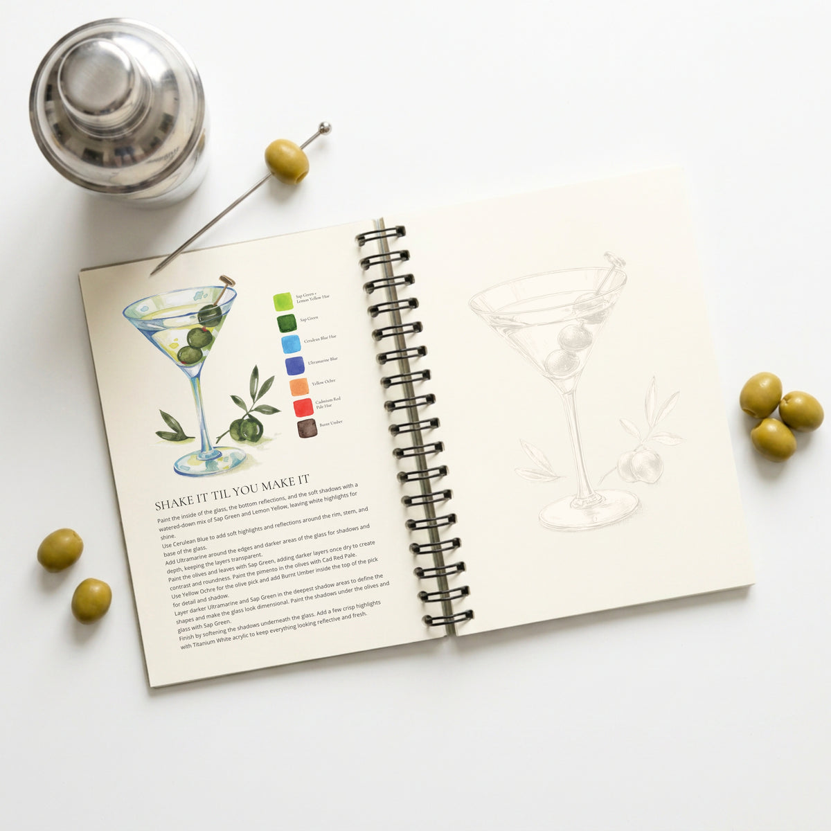 Willow Wolfe - Watercolor Workbook: Classic Cocktails by Nya Wolfe