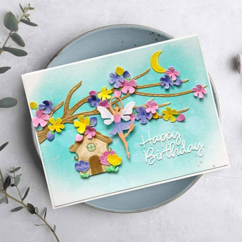 Creative Expressions Jamie Rodgers Fairy Village Floral Branch Craft Die