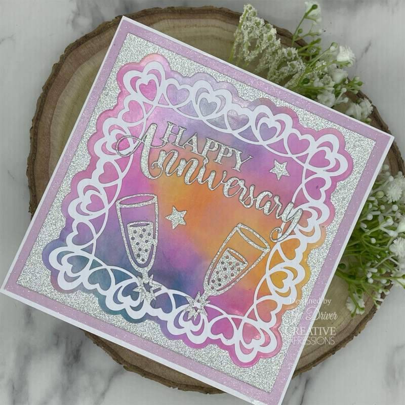 Creative Expressions Sue Wilson Shadowed Sentiments Happy Anniversary Craft Die