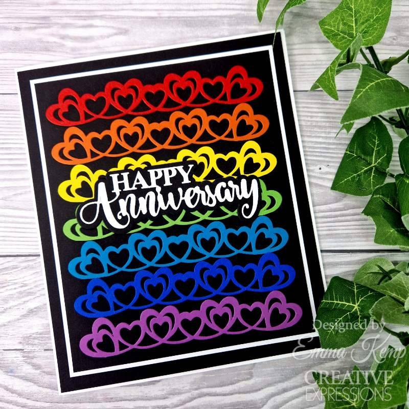 Creative Expressions Sue Wilson Shadowed Sentiments Happy Anniversary Craft Die