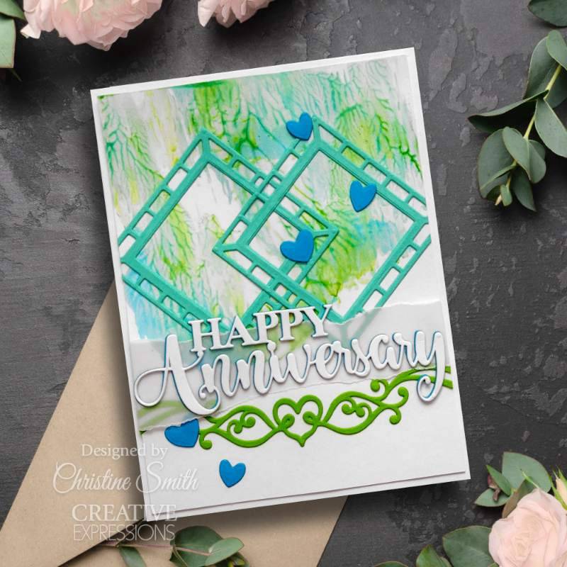 Creative Expressions Sue Wilson Shadowed Sentiments Happy Anniversary Craft Die