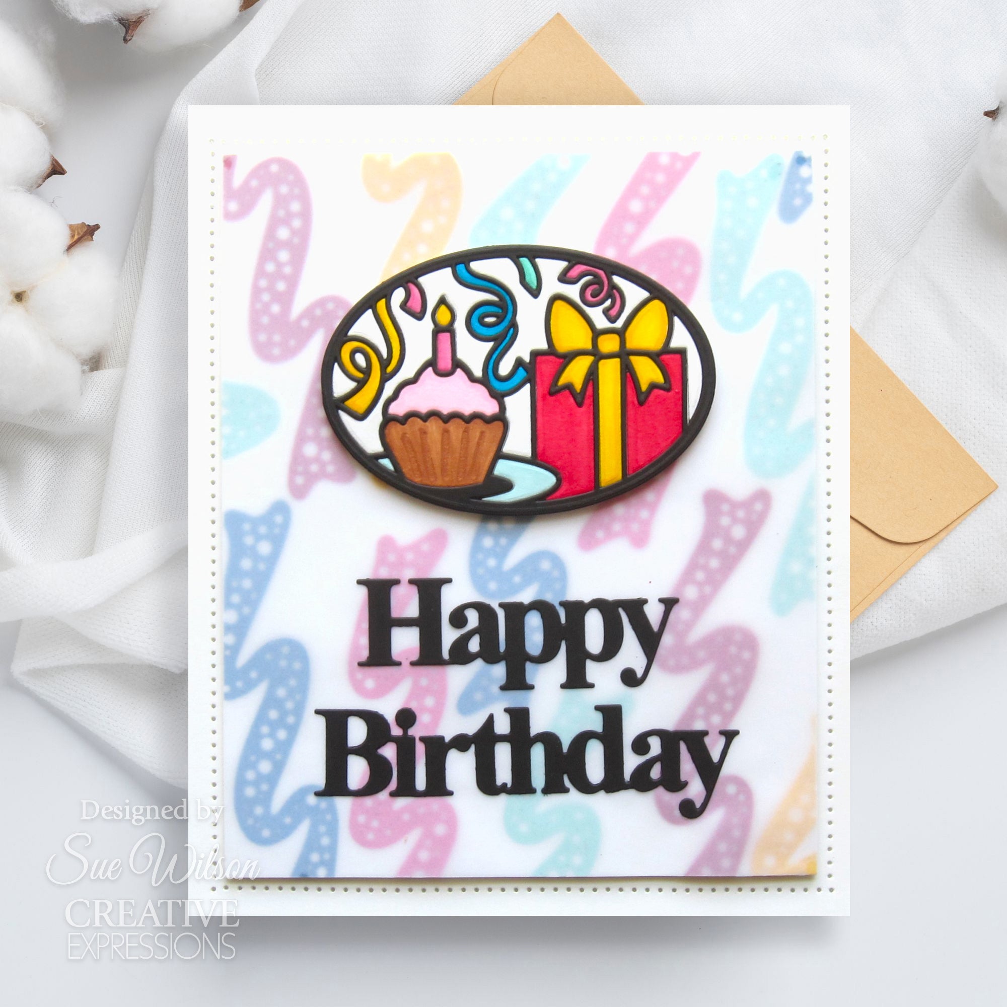 Creative Expressions Sue Wilson Stained Glass Birthday Craft Die