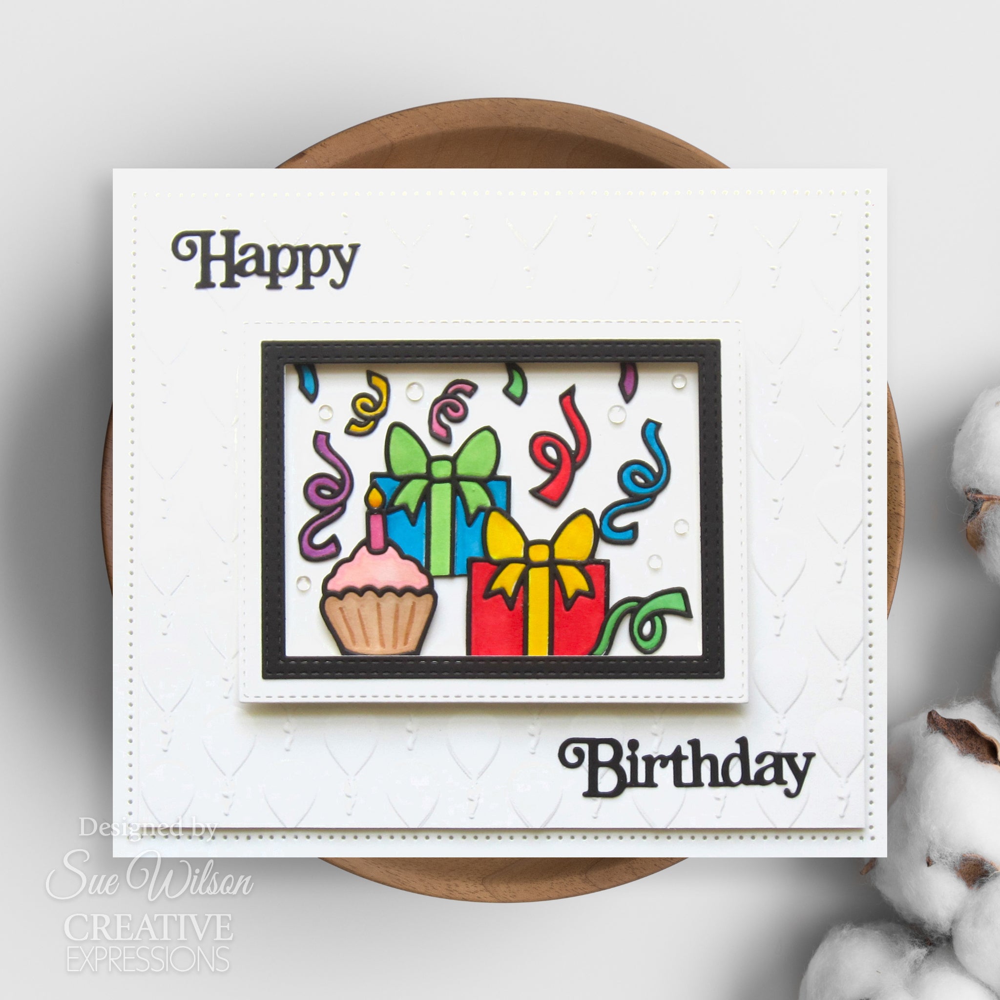 Creative Expressions Sue Wilson Mini Shadowed Sentiments Happy Birthday Craft Die