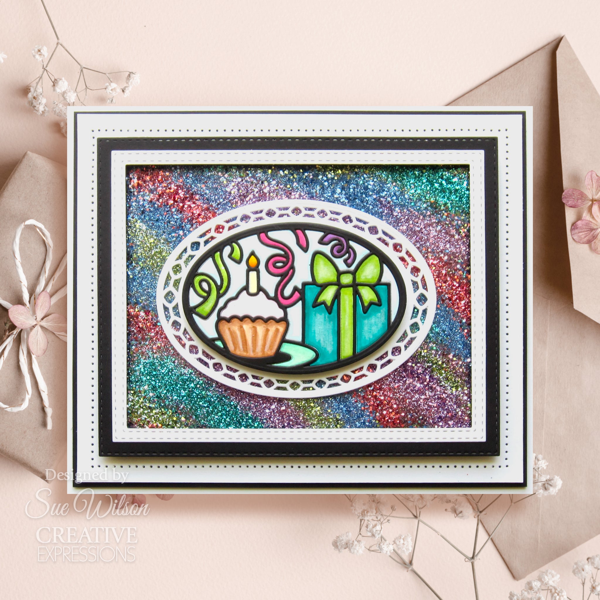 Creative Expressions Sue Wilson Stained Glass Birthday Craft Die