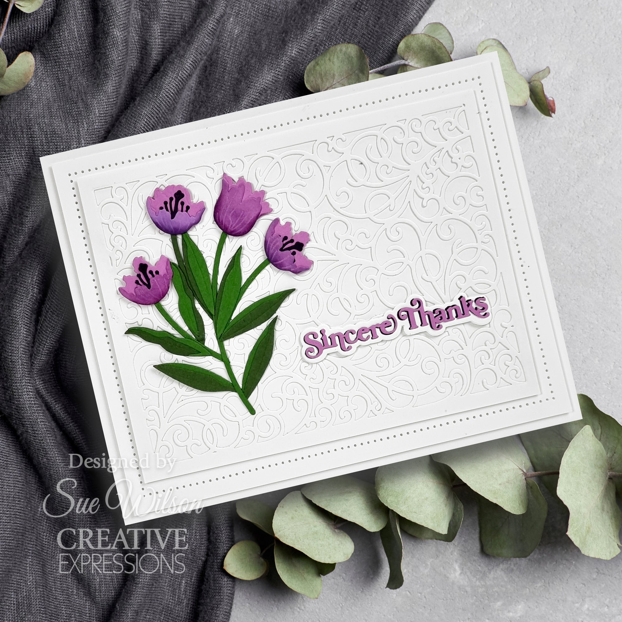 Creative Expressions Sue Wilson Mini Shadowed Sentiments Sincere Thanks Craft Die