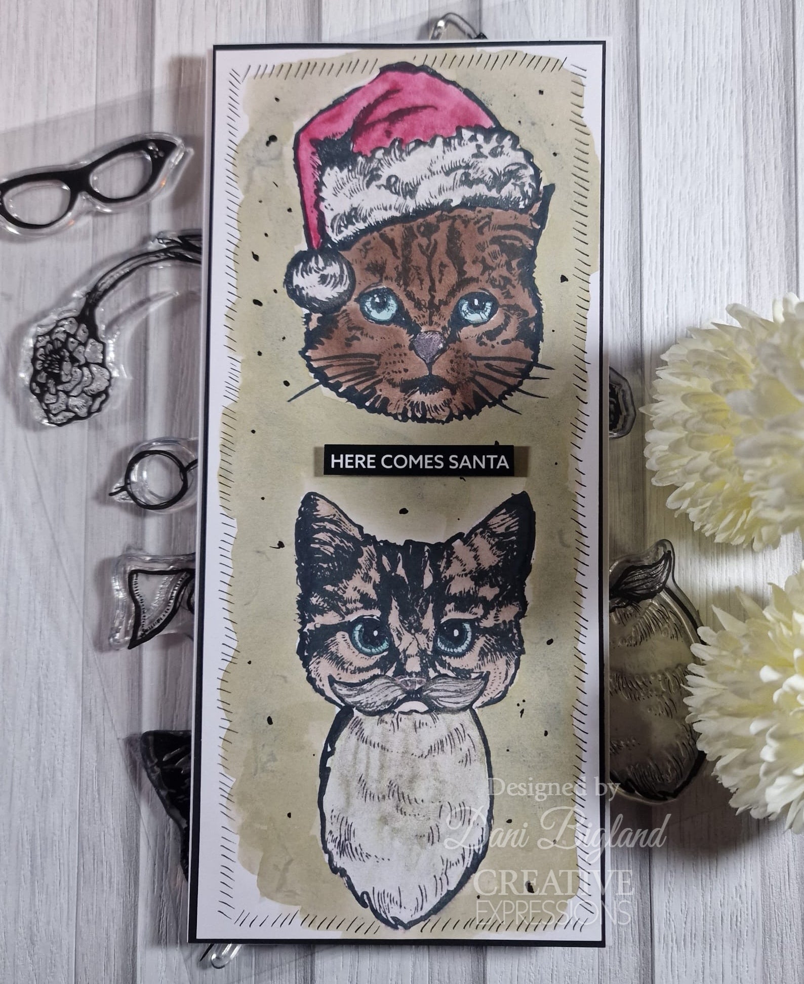 Creative Expressions Jane Davenport Kitty Christmas 6 in x 8 in Clear Stamp Set