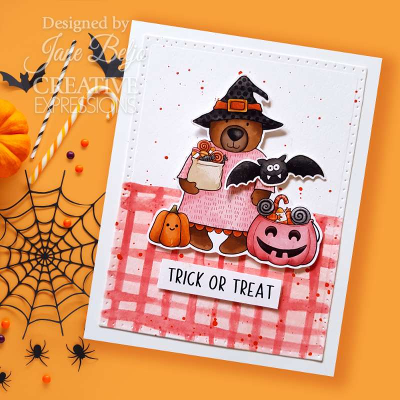 Creative Expressions Jane's Doodles Halloween Trick Or Treat 4 in x 6 in Clear Stamp Set