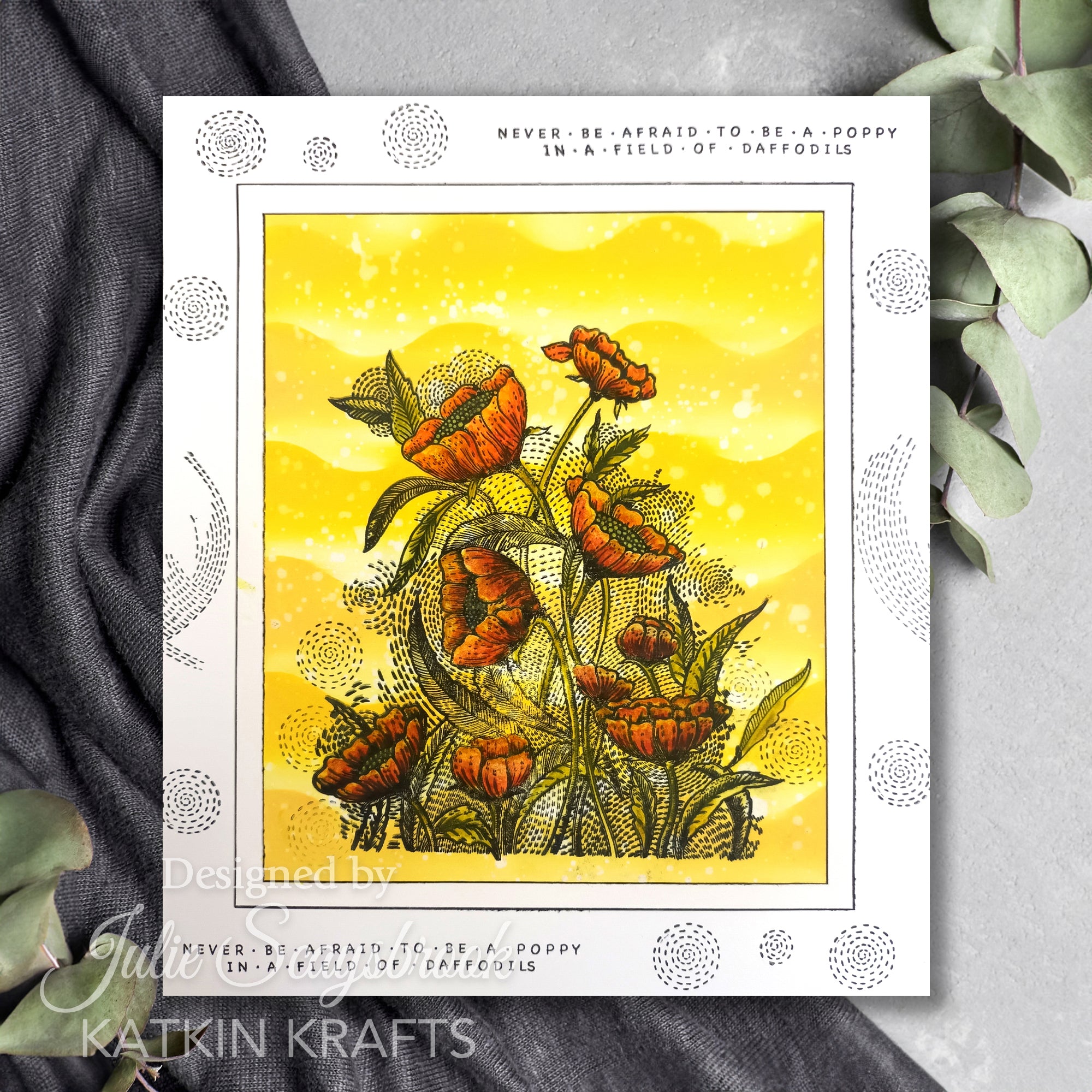 Katkin Krafts Poppy Power 6 in x 8 in Clear Stamp Set