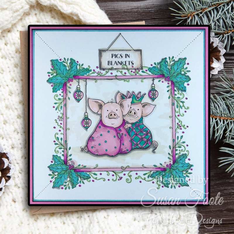 Pink Ink Designs Pigs In Blankets 6 in x 8 in Clear Stamp Set