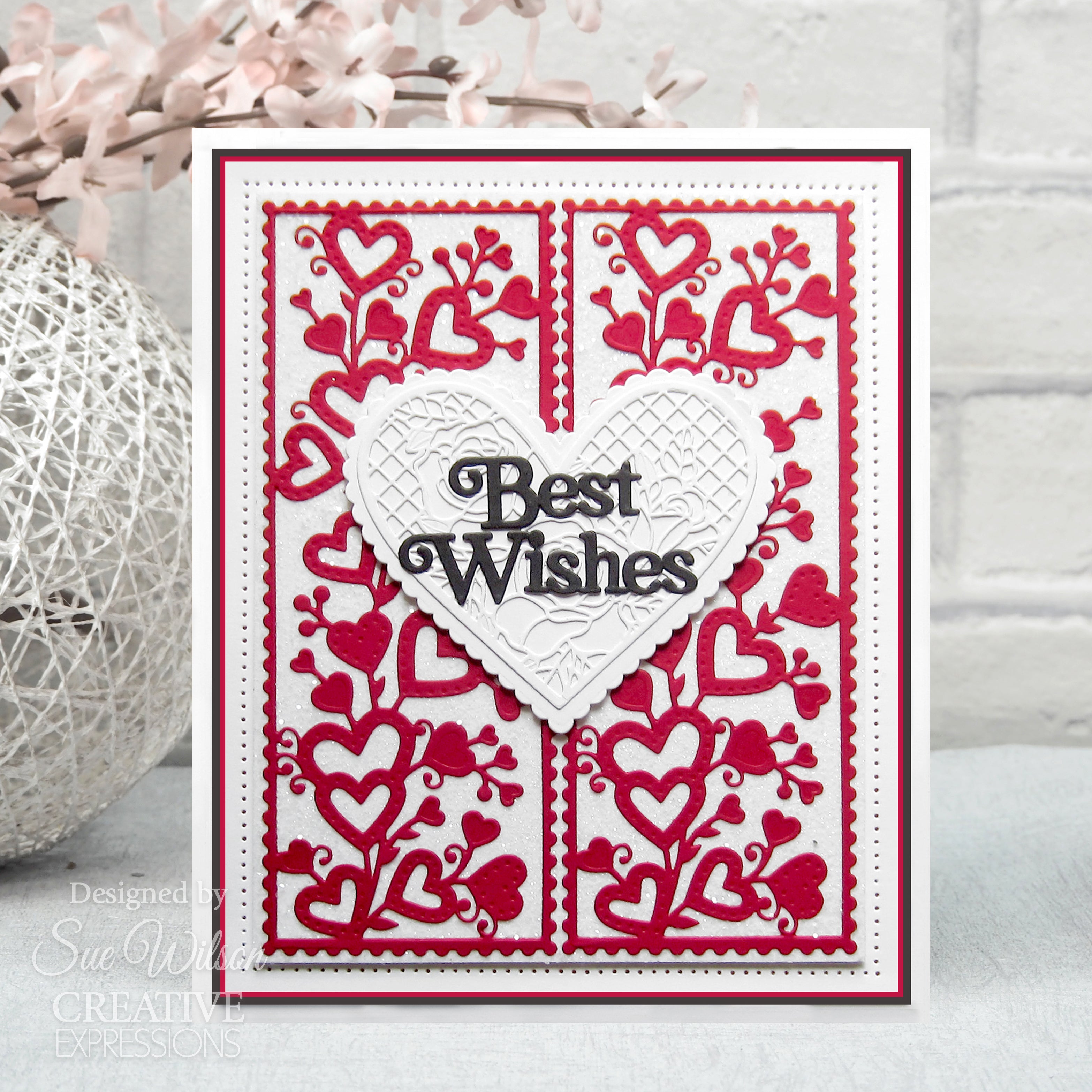 Creative Expressions Sue Wilson Slimline Anniversary Hearts Craft Die