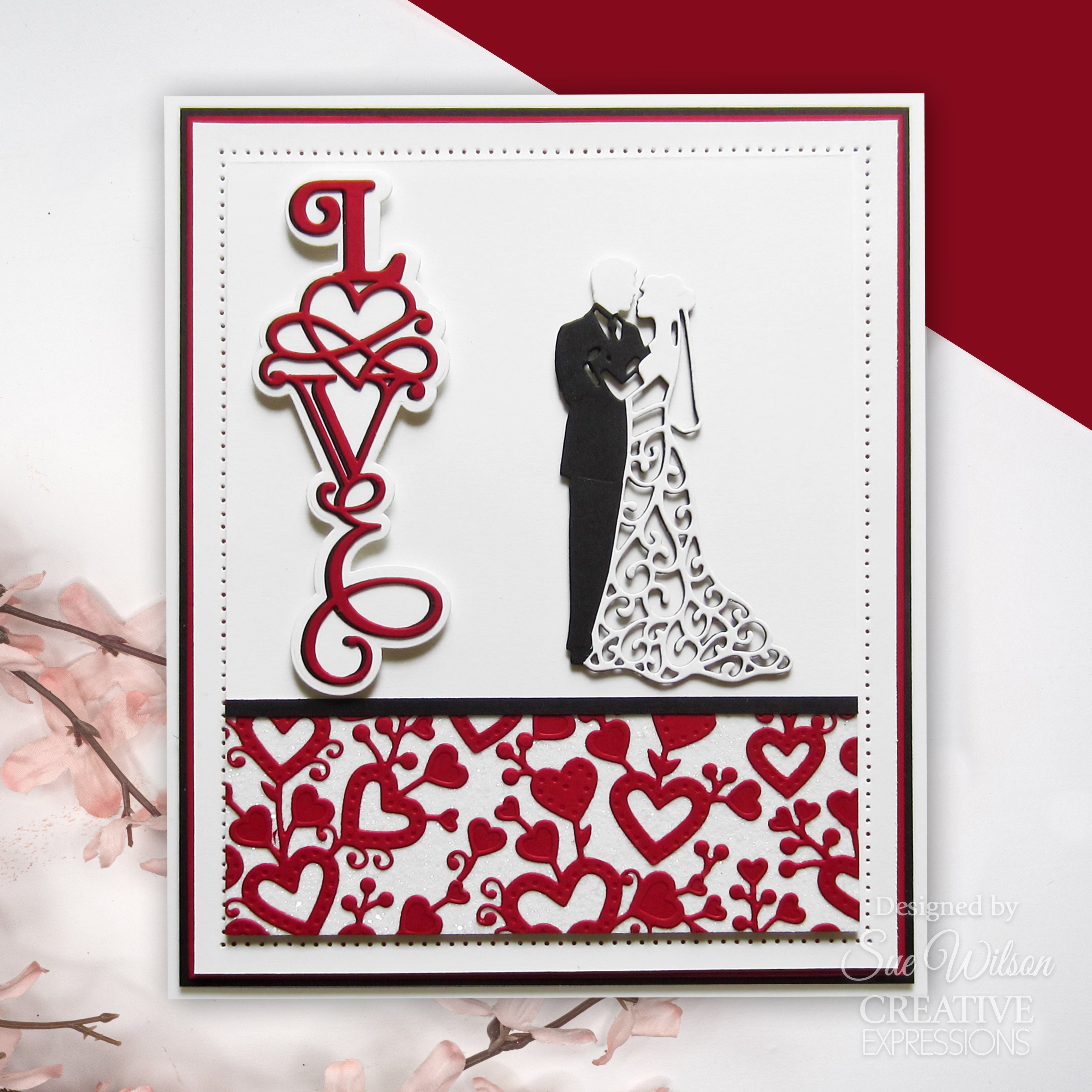 Creative Expressions Sue Wilson Slimline Anniversary Hearts Craft Die