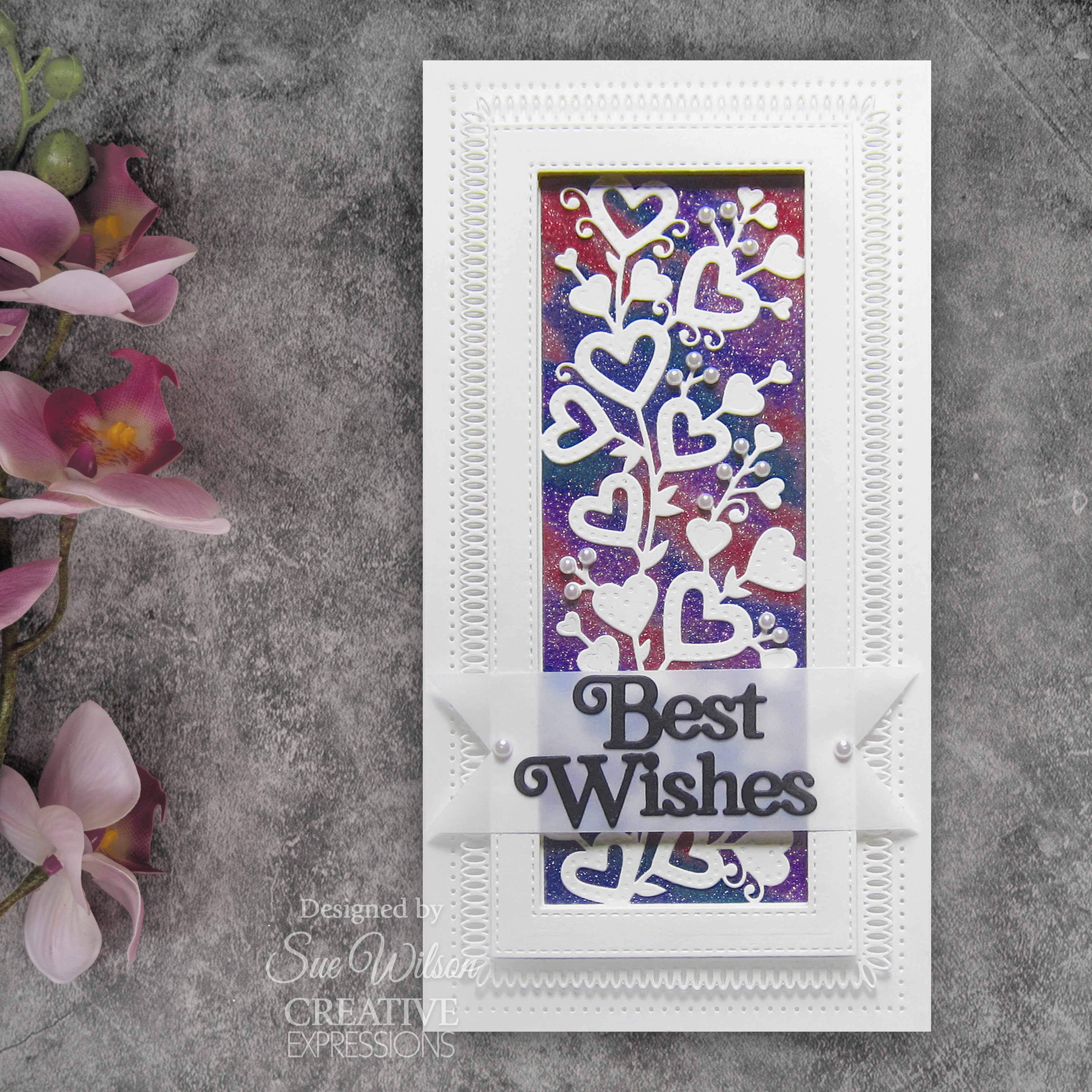 Creative Expressions Sue Wilson Slimline Anniversary Hearts Craft Die