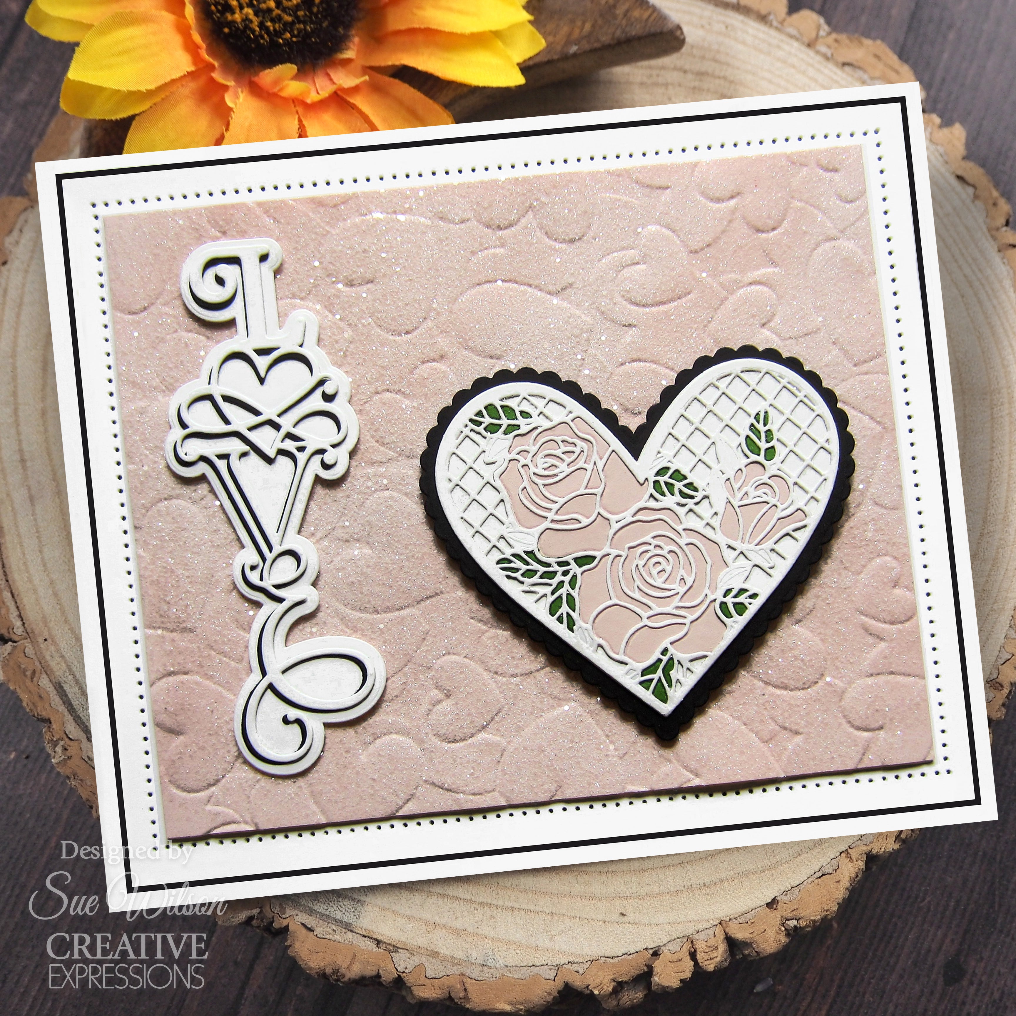 Creative Expressions Sue Wilson Frames & Tags Lace Rose Heart Craft Die