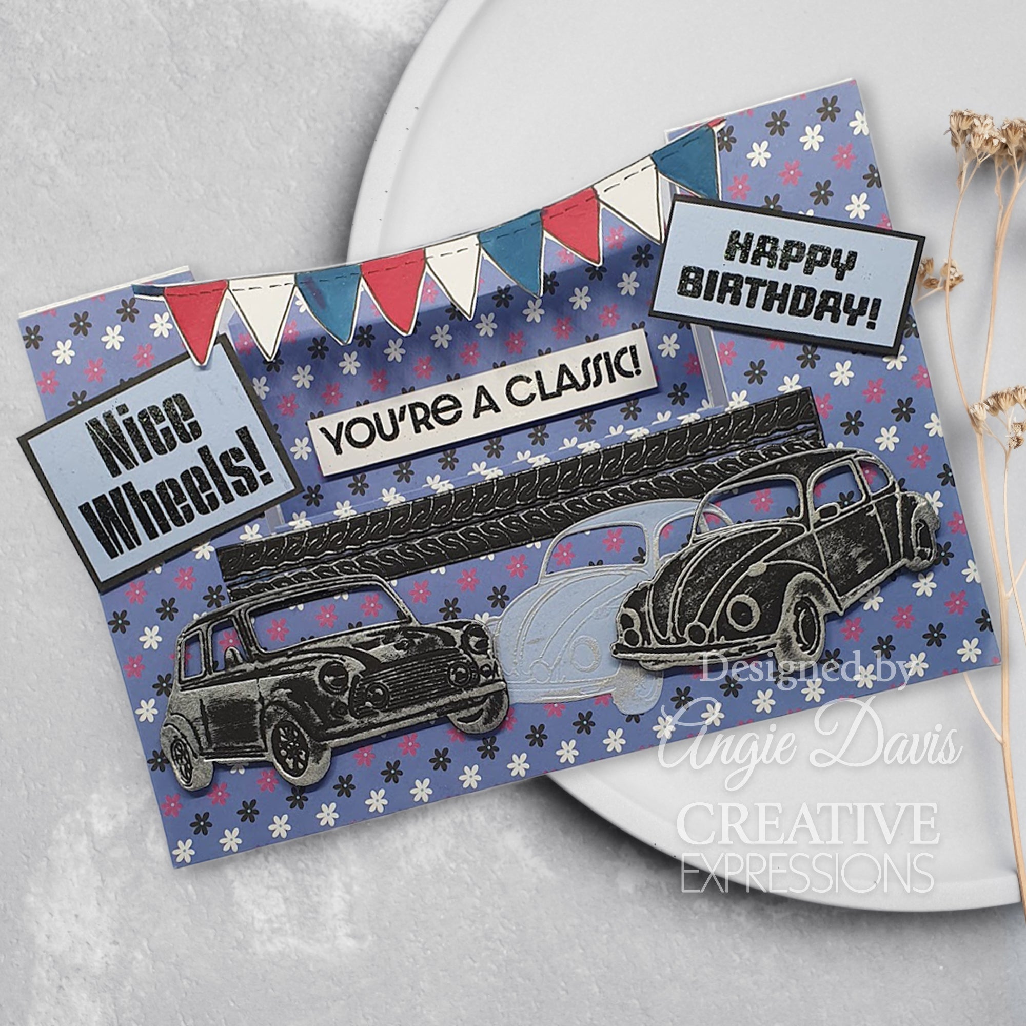 Creative Expressions Classic Cars 6 in x 8 in Clear Stamp Set