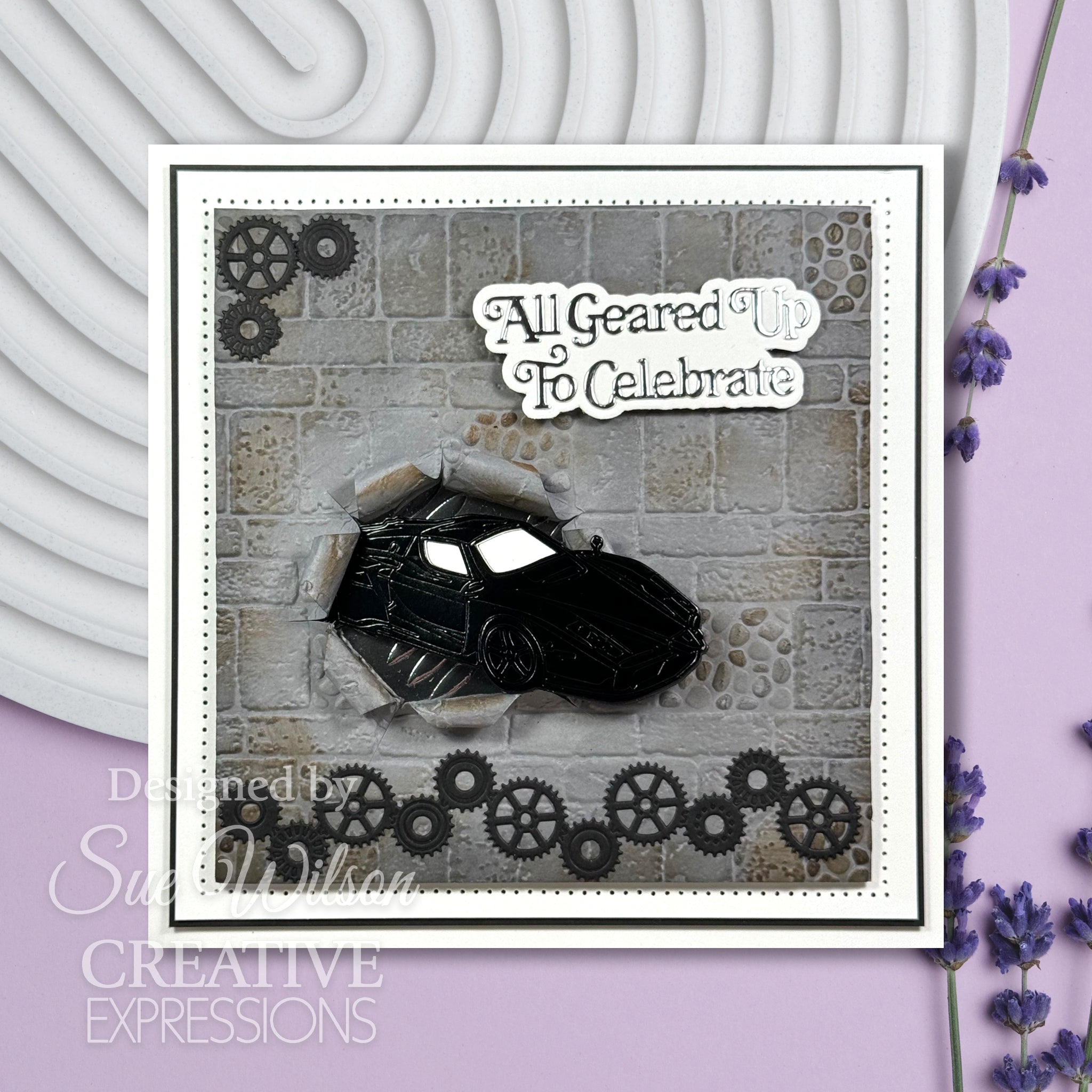 Creative Expressions Sue Wilson Mini Shadowed Sentiments All Geared Up To Celebrate Craft Die