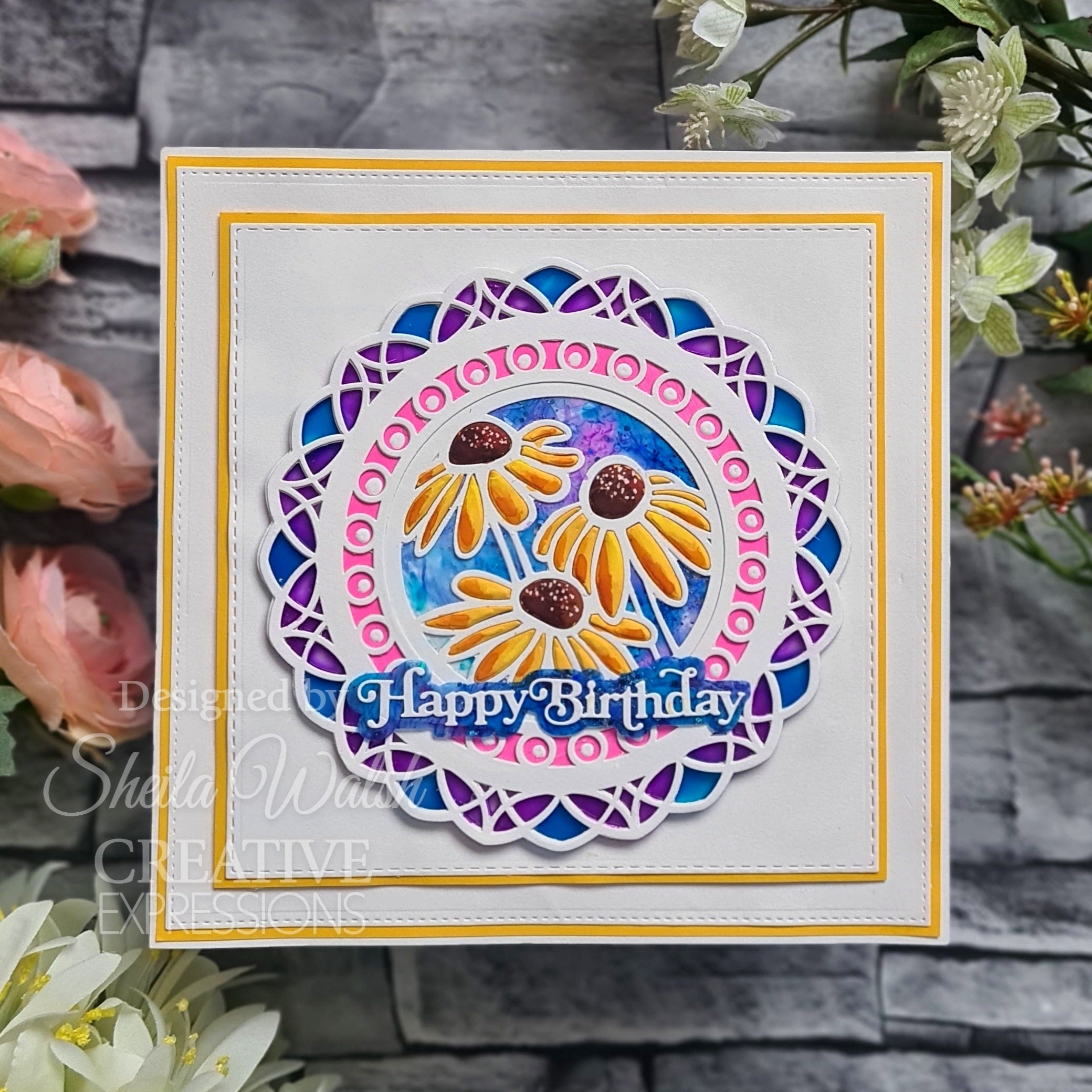 Creative Expressions Sue Wilson Mini Shadowed Sentiments Happy Birthday Craft Die