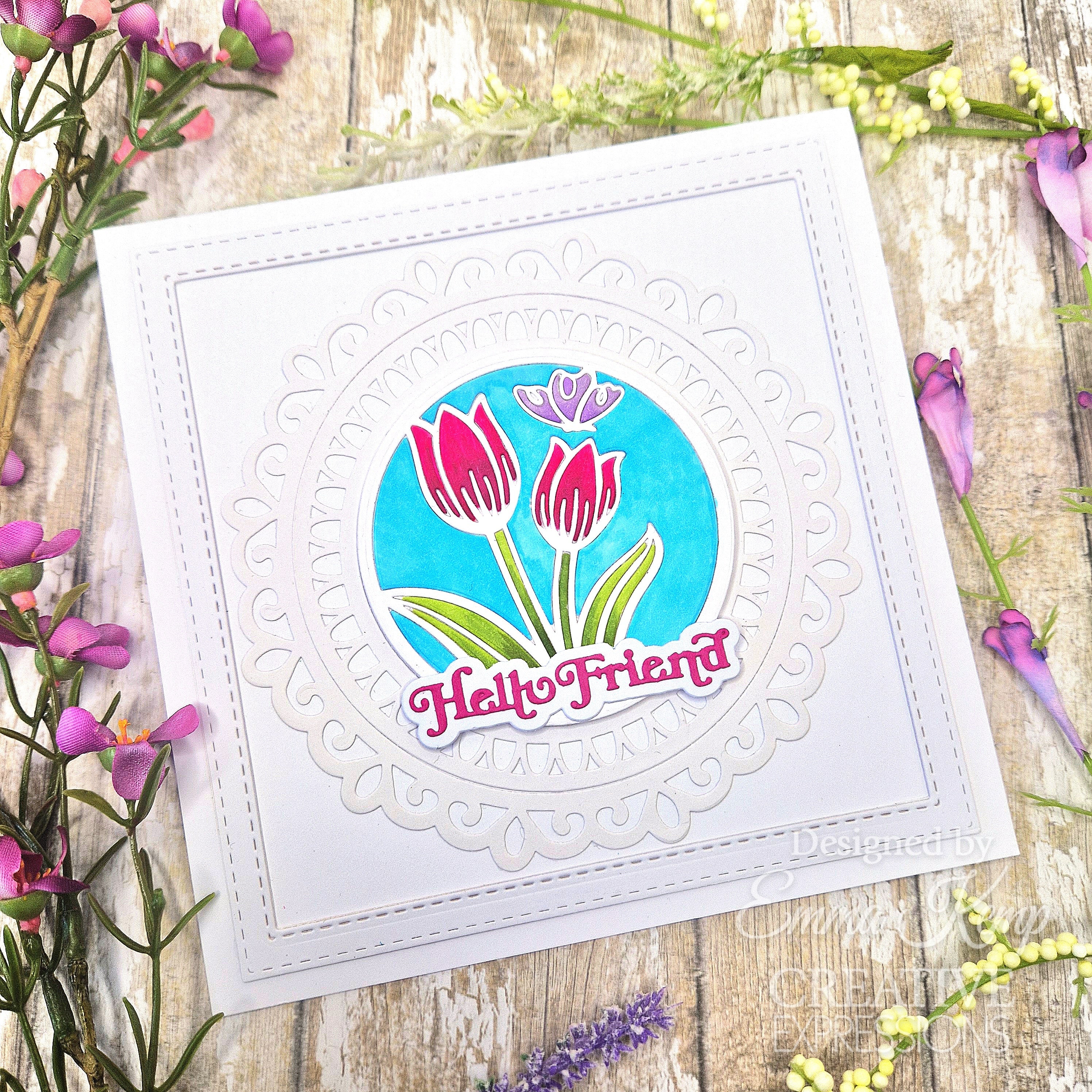 Creative Expressions Sue Wilson Mini Shadowed Sentiments Hello Friend Craft Die