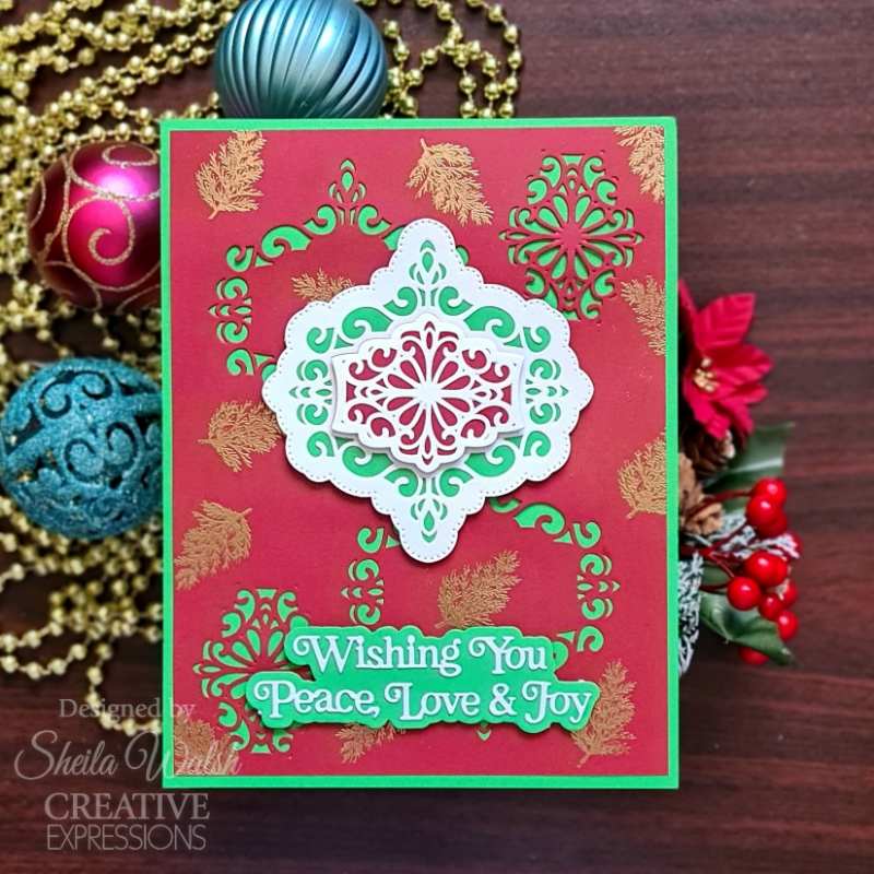 Creative Expressions Sue Wilson Festive Shadowed Sentiments Wishing You Peace Love & Joy Craft Die