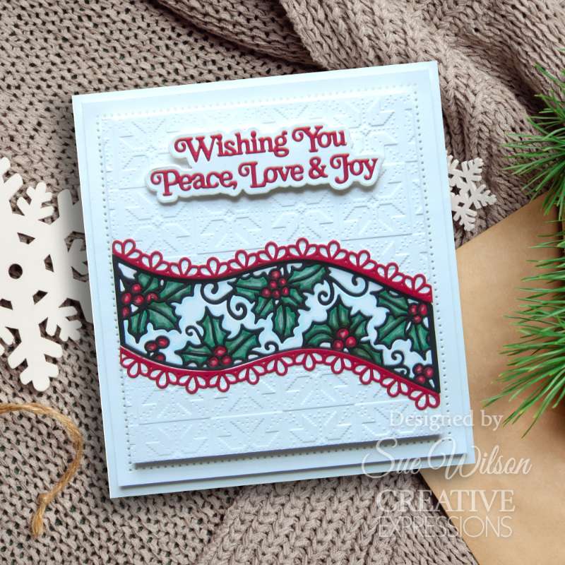 Creative Expressions Sue Wilson Festive Holly Ribbon Wave Craft Die