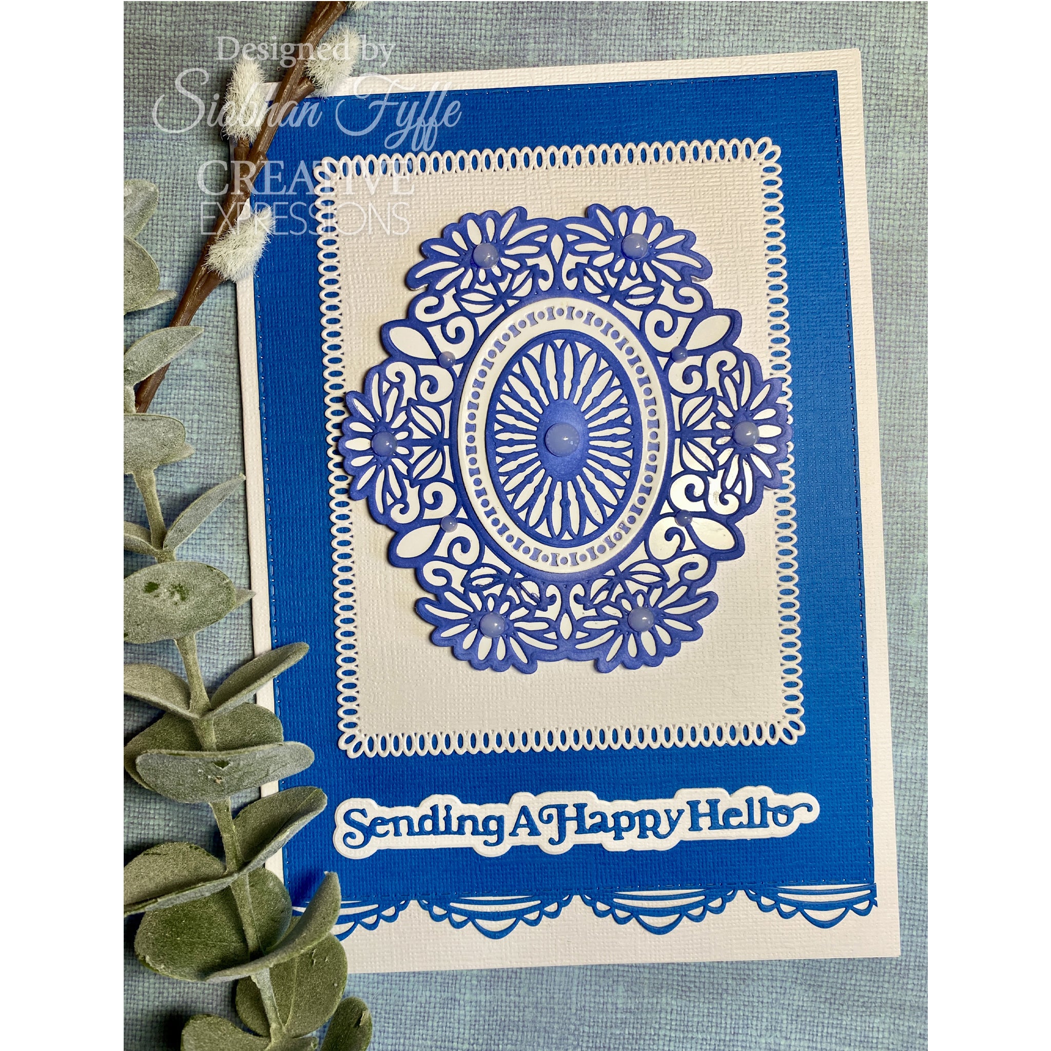 Creative Expressions Sue Wilson Mini Shadowed Sentiments Sending A Happy Hello Craft Die