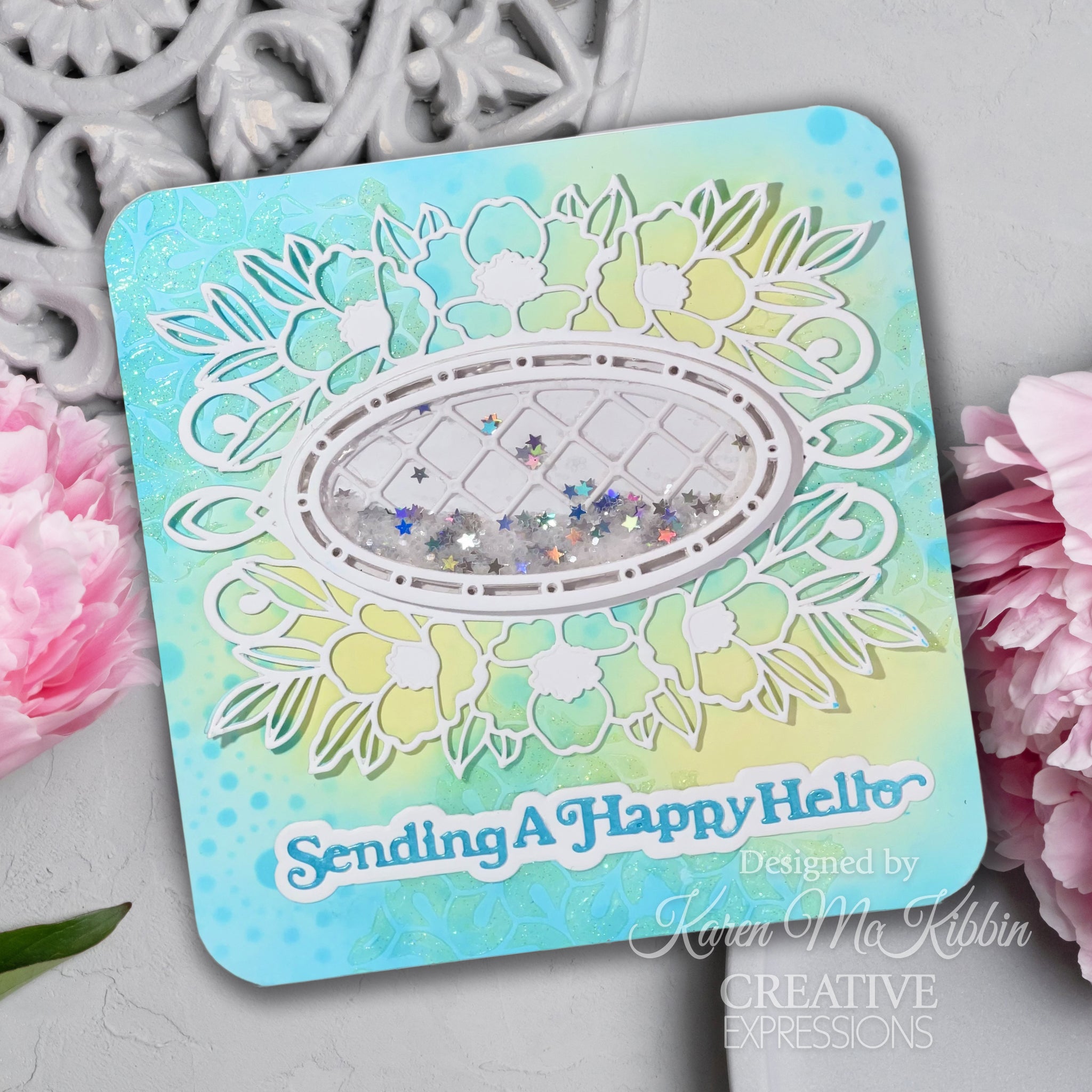 Creative Expressions Sue Wilson Mini Shadowed Sentiments Sending A Happy Hello Craft Die