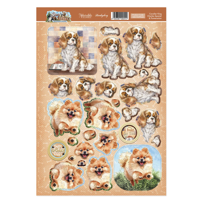 Cavalier King Charles & Pomeranian Decoupage Topper Sheet