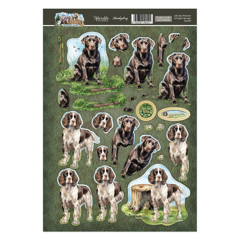 Labrador Retriever & English Springer Spaniel Decoupage Topper Sheet