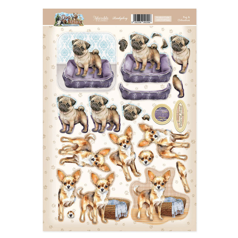 Pug & Chihuahua Decoupage Topper Sheet