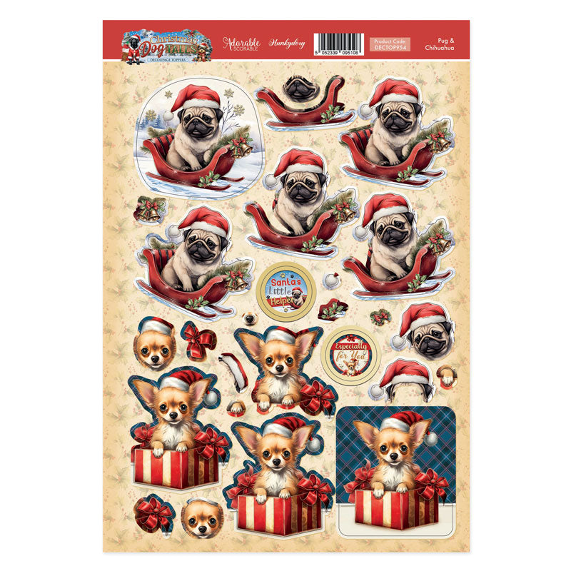 Pug & Chihuahua Decoupage Topper Sheet