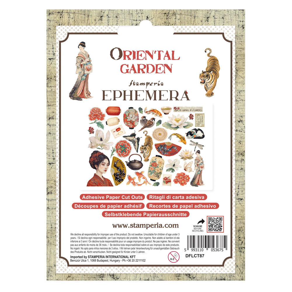 Printed Decorative Ephemera For Art And Craft - Oriental Garden