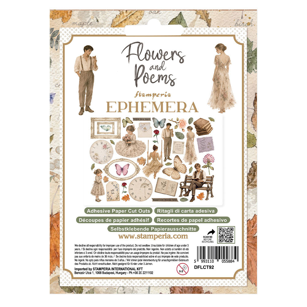 Printed Decorative Ephemera For Art And Craft - Flowers And Poems