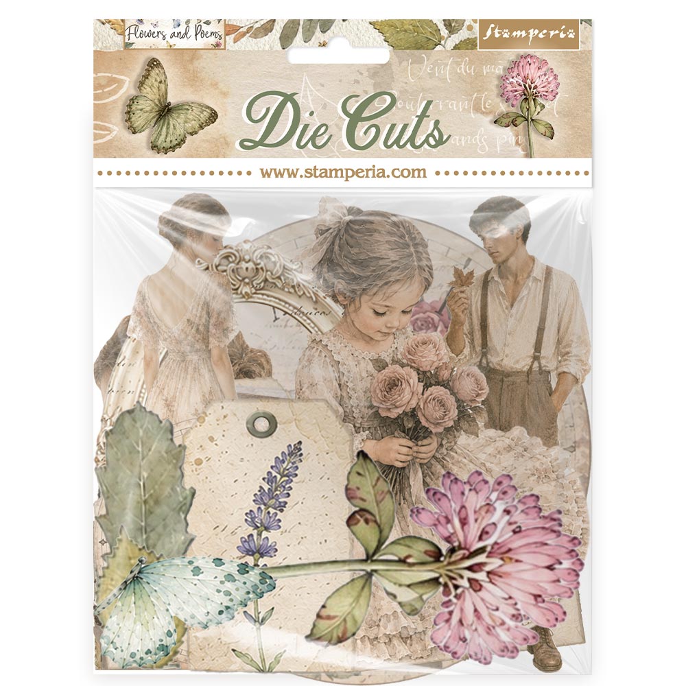 Printed Decorative Die Cuts For Art And Craft - Flowers And Poems