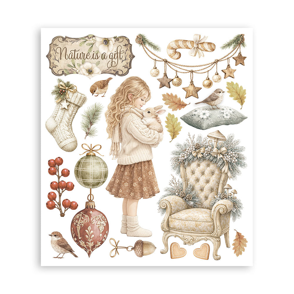 Printed Decorative Rub-On Selection For Art And Craft cm 20.5x23 - White Christmas