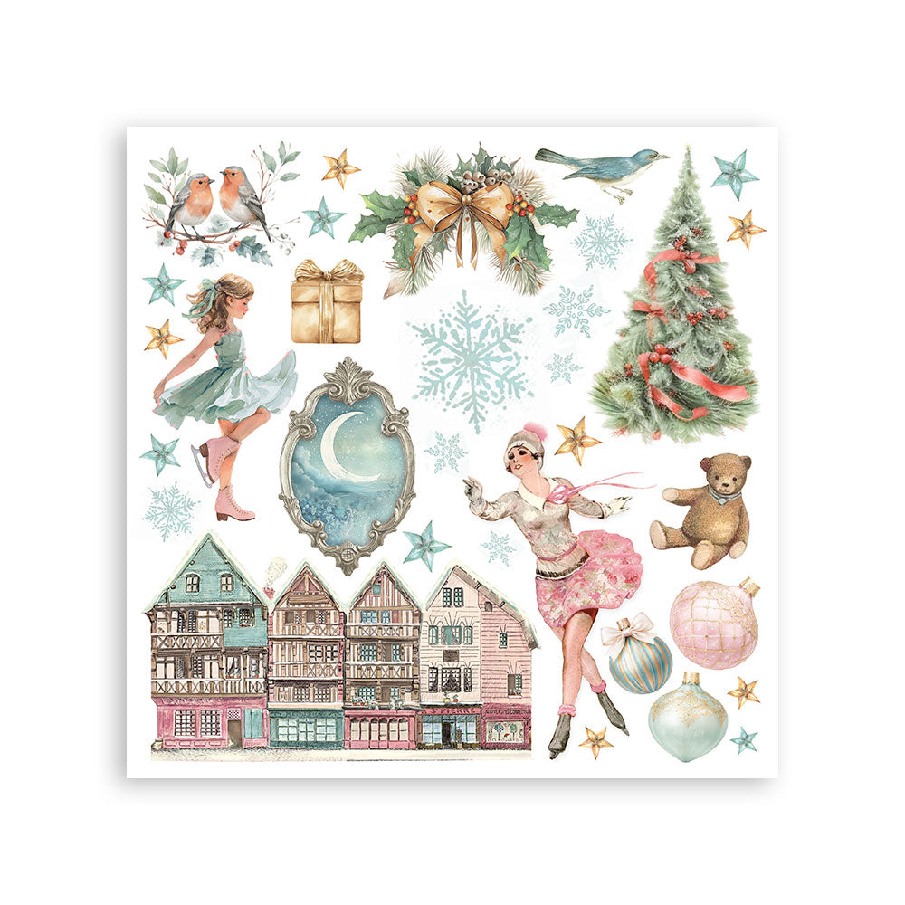 Printed Decorative Rub-On Kit For Art And Craft cm 15.5x15.5 - Winter Magic