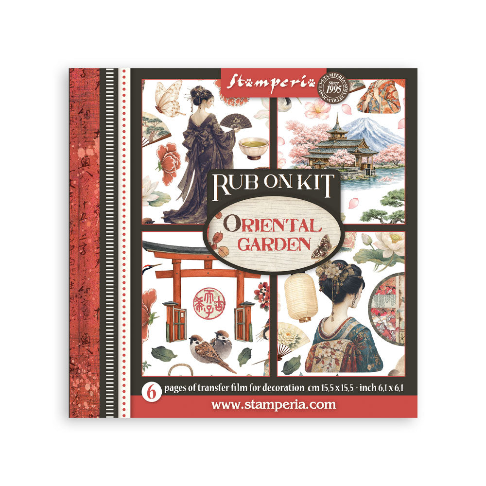 Printed Decorative Rub On Kit For Art And Craft Cm 15.5x15.5 - Oriental Garden
