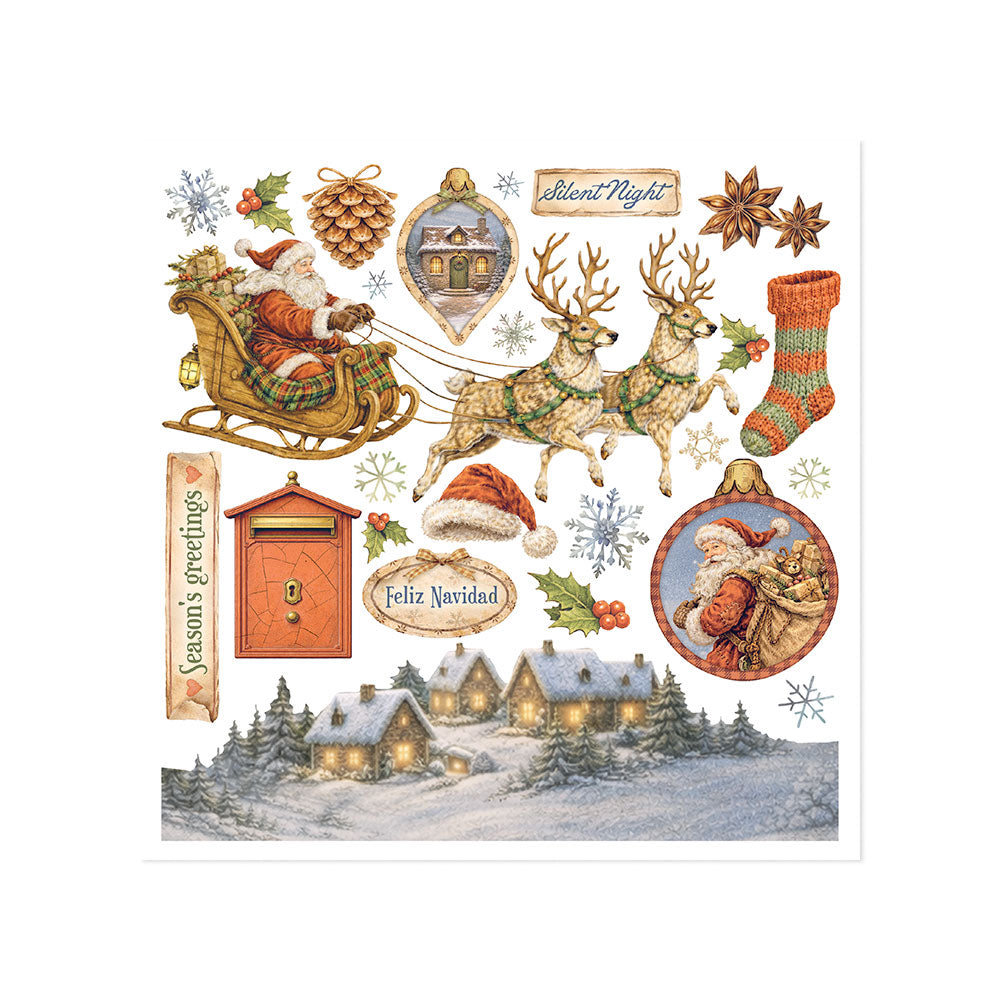 Printed Decorative Rub-On Kit For Art And Craft cm 15.5x15.5 - Silent Night