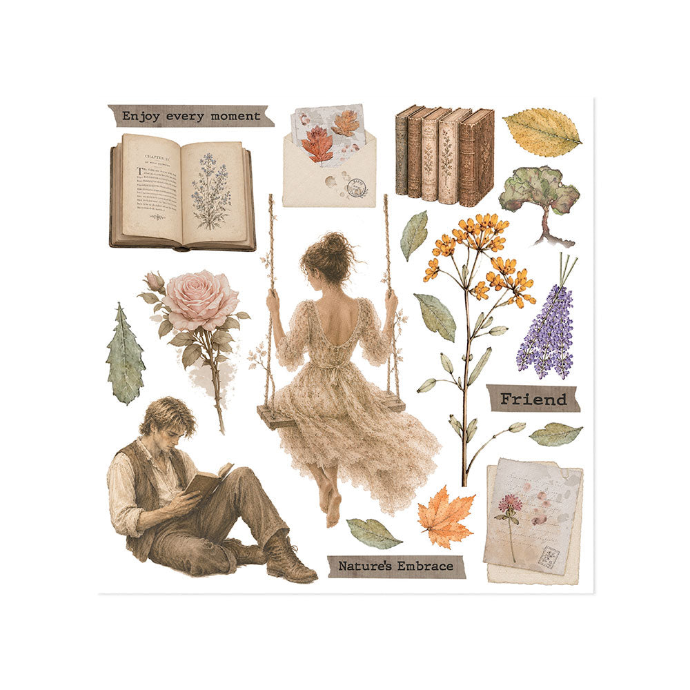 Printed Decorative Rub On Kit For Art And Craft 15.5x15.5cm - Flowers And Poems