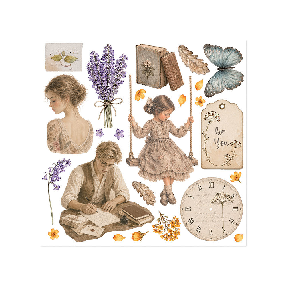Printed Decorative Rub On Kit For Art And Craft 15.5x15.5cm - Flowers And Poems