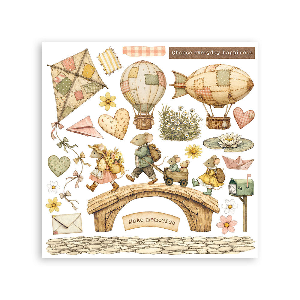 Printed Decorative Rub On Kit For Art And Craft 15.5x15.5cm - Cozy Family