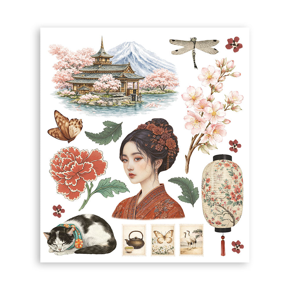 Printed Decorative Rub On Selection For Art And Craft Cm 20.5x23 - Oriental Garden