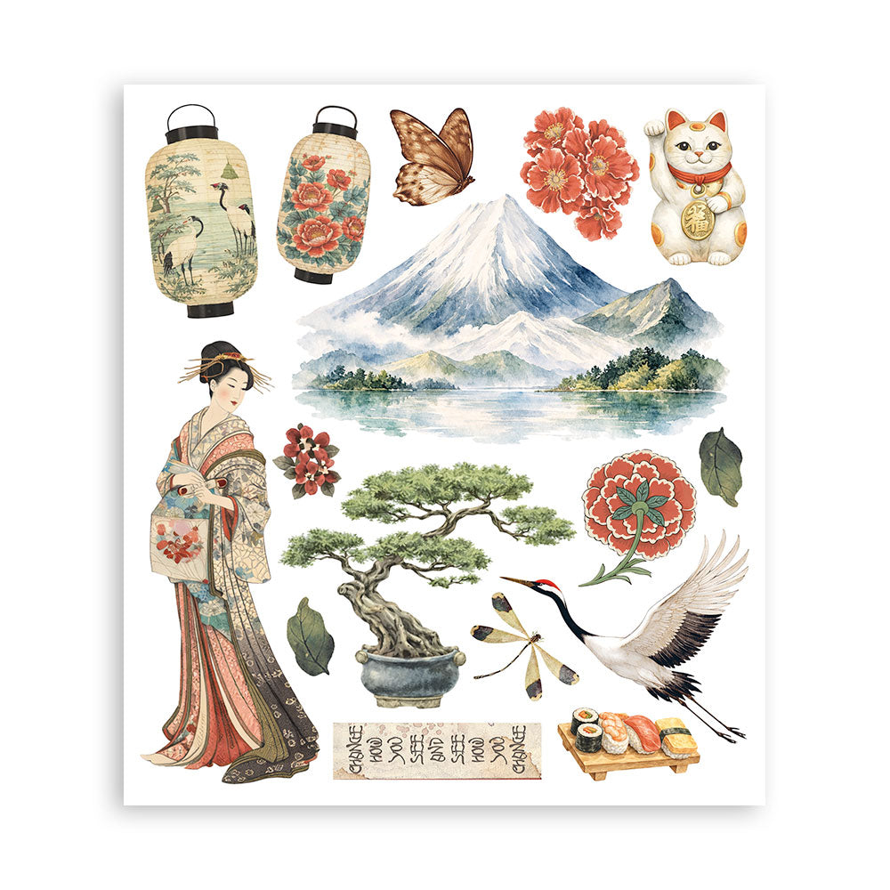 Printed Decorative Rub On Selection For Art And Craft Cm 20.5x23 - Oriental Garden