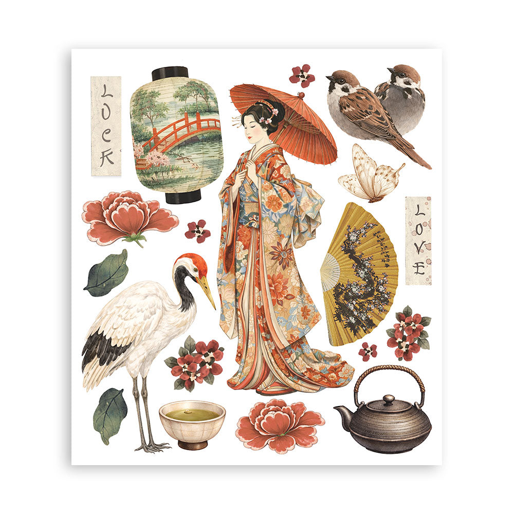 Printed Decorative Rub On Selection For Art And Craft Cm 20.5x23 - Oriental Garden