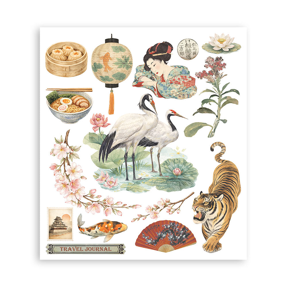 Printed Decorative Rub On Selection For Art And Craft Cm 20.5x23 - Oriental Garden