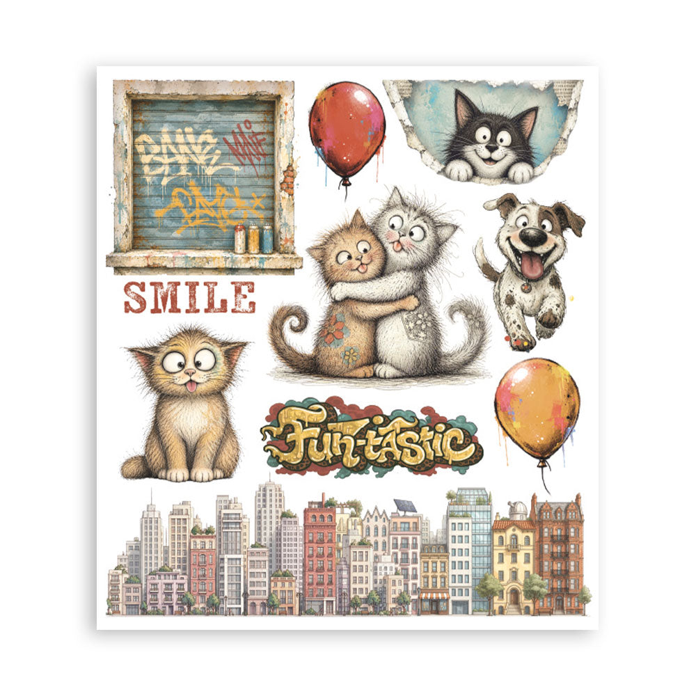 Printed Decorative Rub On Selection For Art And Craft cm 20.5X23 - Furry Friends 2