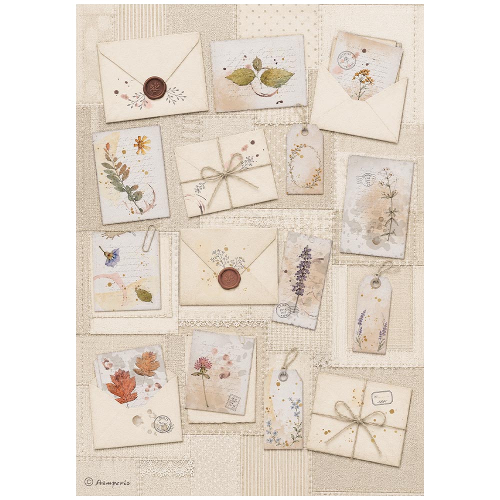 Printed A4 Rice Paper For Art And Craft - Flowers And Poems Letters