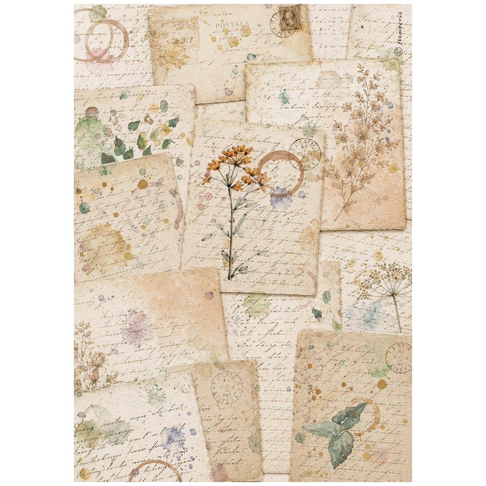 Printed A4 Rice Paper For Art And Craft - Flowers And Poems Botanic Sheets