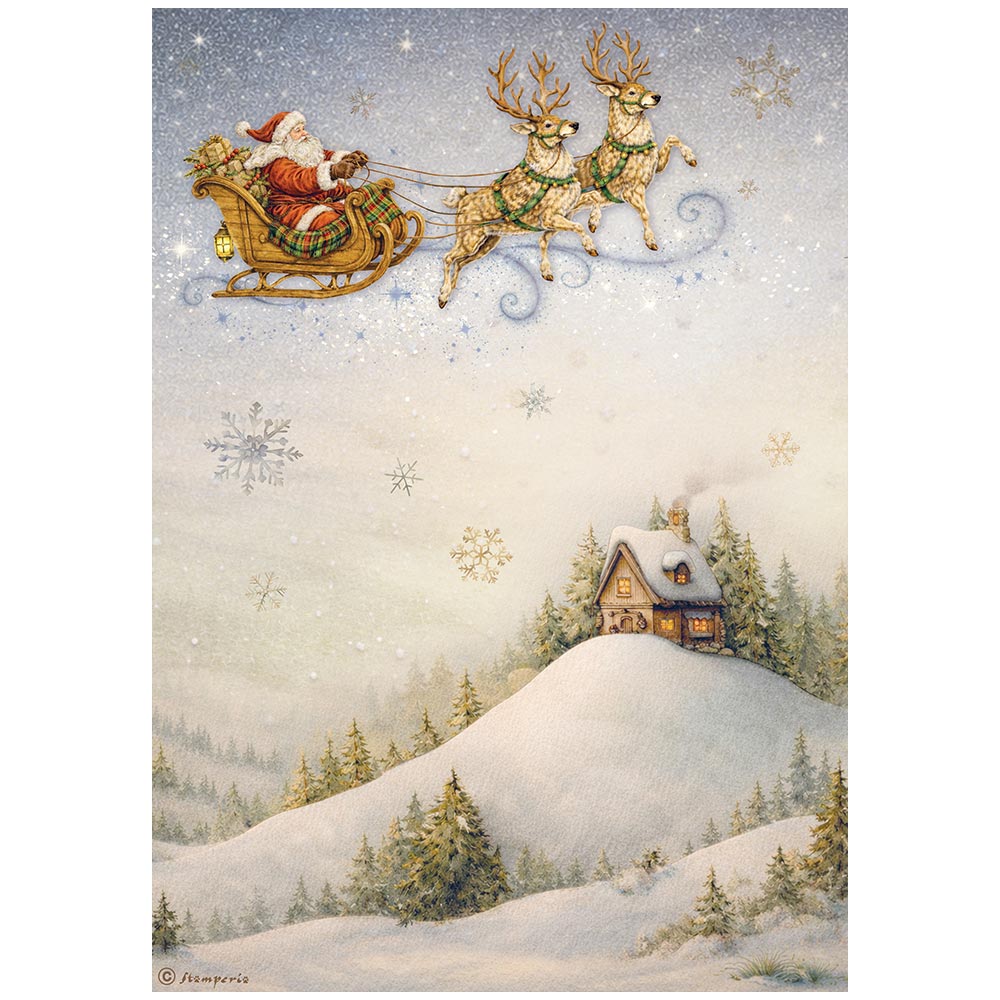 Printed 6 Rice Paper A4 Selection For Art And Craft - Silent Night